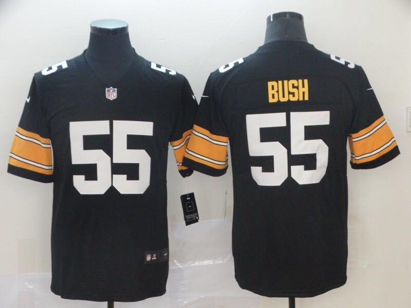Men's Pittsburgh Steelers Devon Bush Jr. #55 Black Jersey